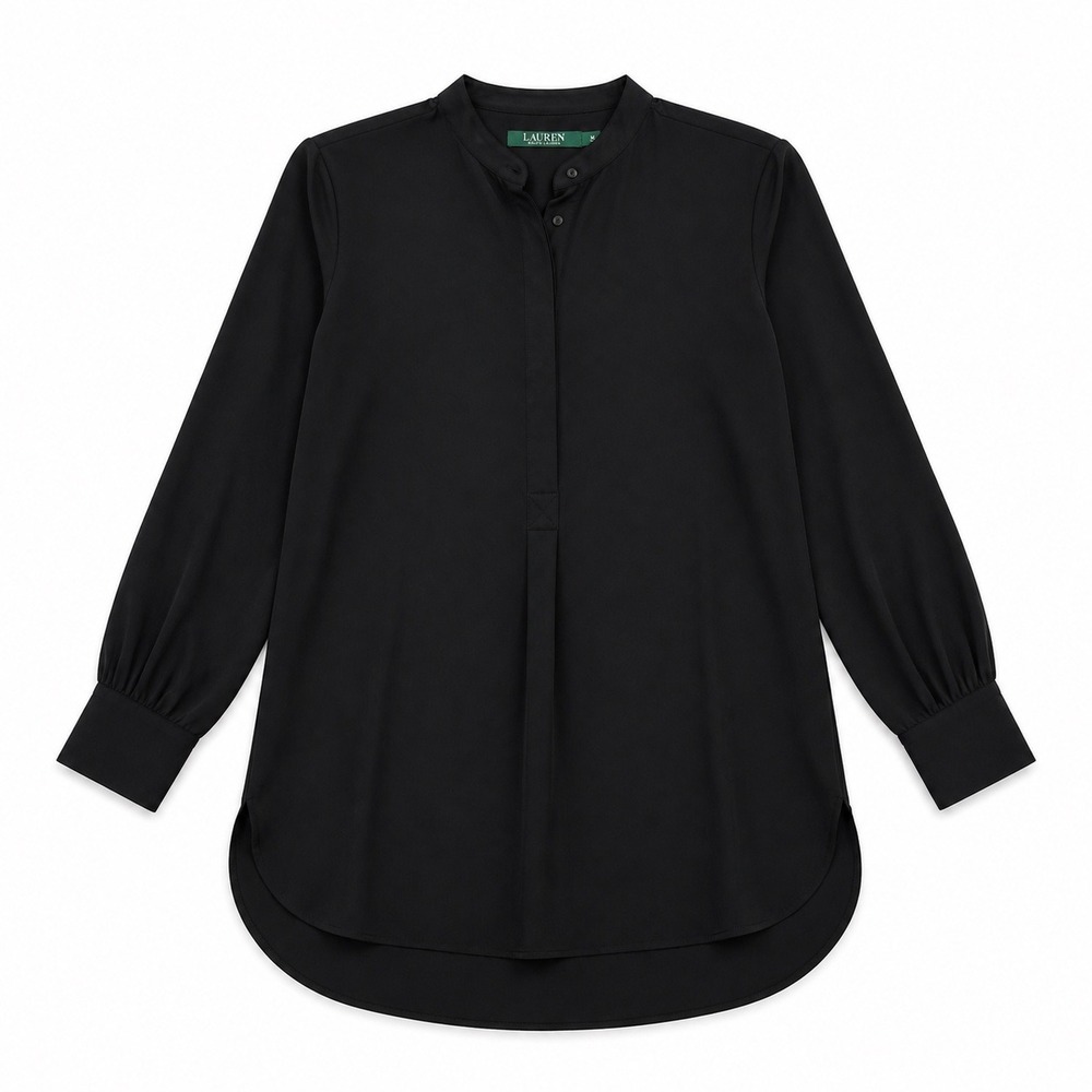 Lauren Ralph‎ Lauren Black Tunic Blouse Long Sleeve Career Medium